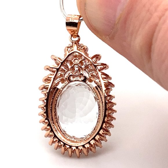 Aquamarine 6.70ct Rose Gold Solid Silver Pendant - Picture 3 of 7